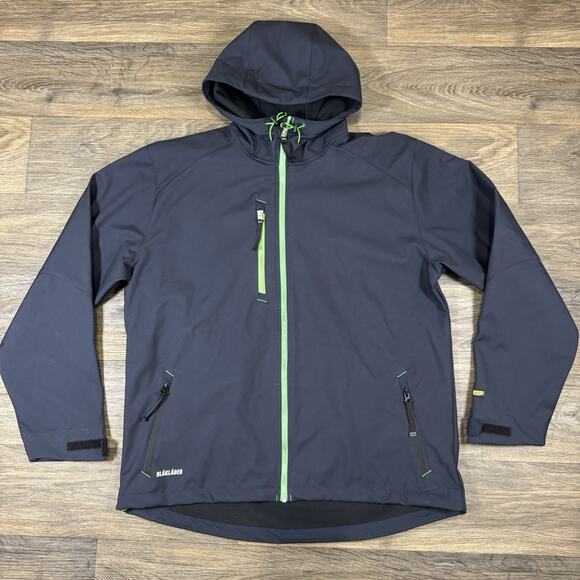 Blaklader Workwear Softshell Jacket Mens Size 2XL Blue Fleece Lined Hooded - Picture 1 of 12